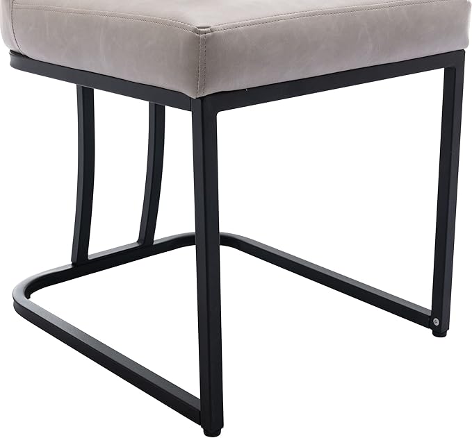 VESCASA Faux Leather Upholstered Dining Chairs with Back, Mid Century Modern Chairs with Black Metal Frame for Dining Room, Restaurant, Kitchen, Set of 6, Pebble Grey