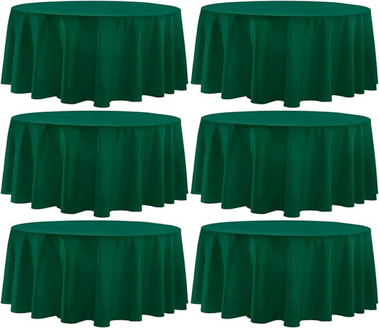 Round Tablecloth 120 Inch 6 Pack Dark Green Tablecloths Washable Decorative Linen Polyester Table Clothes Cover for Dining Table Banquets Buffet Parties and Wedding