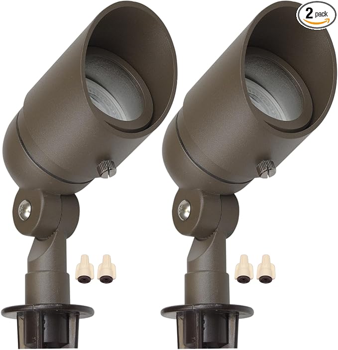 Lumina Lighting® 4W Landscape Lighting 12V Landscape Lights Low Voltage Landscape Spotlights Warm White Waterproof Outdoor Replaceable LED Bulb for Garden, Lawn, Porch, Patio and Yard (Bronze, 2-Pack)