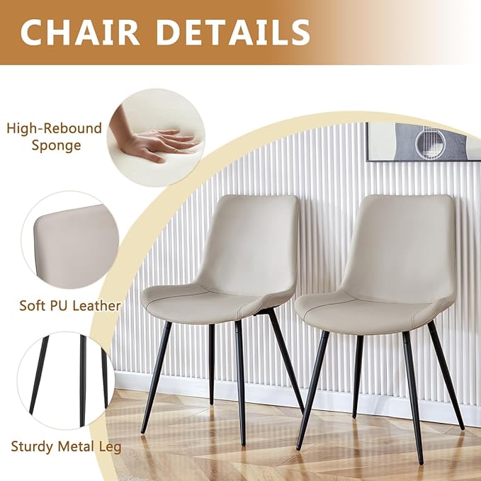 9 Piece Glass Dining Table Set, Kitchen Table Chairs Set for 8, 71'' Dining Table with 0.4" Tempered Glass Tabletop with Plated Metal Legs and MDF Crossbar, 8 PU Chairs for Dining Room, Kitchen.