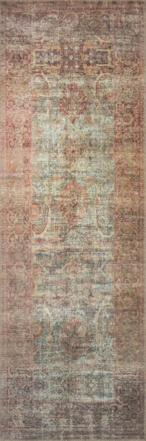 Loloi Amber Lewis Georgie Collection GER-03 Jade/Sunset 2'-6" x 7'-6", .19" Pile Height, Runner Rug