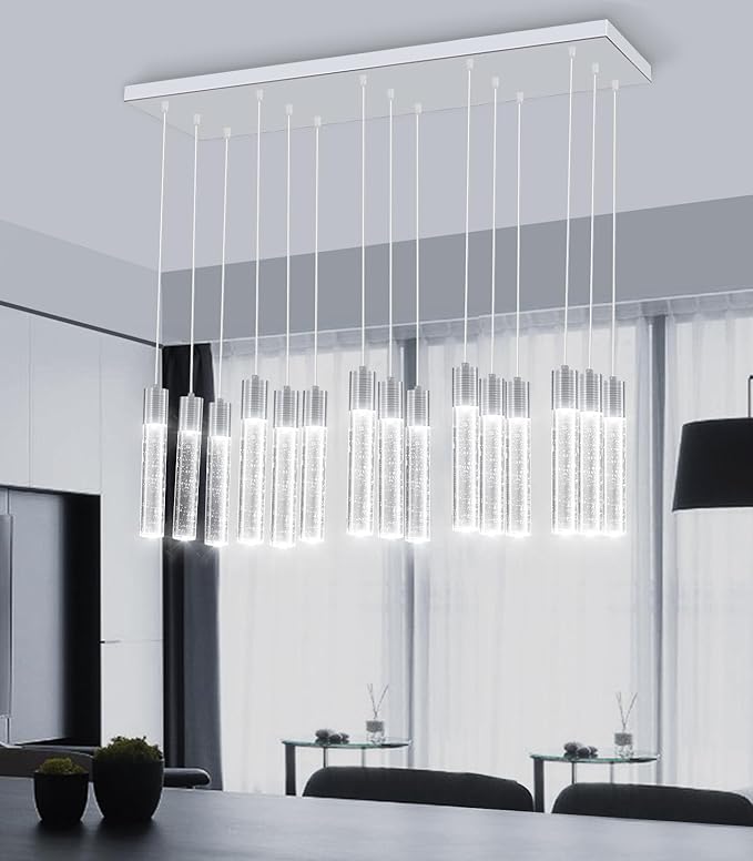 15-Lights Modern Crystal Chandelier LED Pendant Lighting Fixture for Kitchen Island Light Fixtures for Dining Room Hallway Foyer