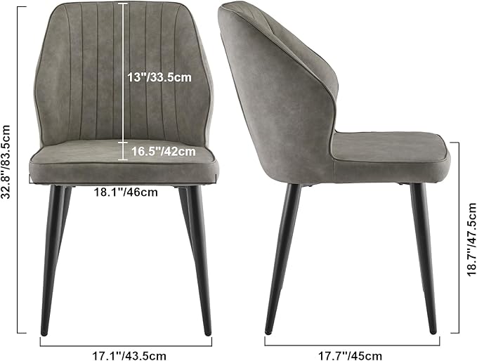 CLIPOP Faux Leather Dining Chairs Set of 6, Modern Kitchen Chairs with Upholstered Seat, High Back, Dining Room Chairs for Kitchen, Greige