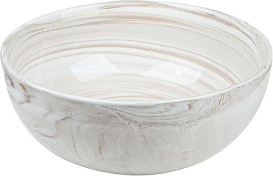 Large Decorative Fruit Bowl, Marble-patterned Ceramic Bowl for Coffee Table Entryway Kitchen Modern Home Decor Centerpiece 9.5 Inches,Brown