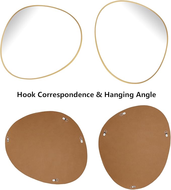 WallBeyond Asymmetrical Mirror, Irregular Wall Mirror, Abstract Wall Mirrors Decorative for Bedroom Living Room Entryway Hall, Unique Wall Mirror 28" H x 26" W, Gold