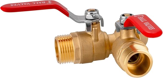 Garden Hose Splitter 2-Way, Heavy-Duty Brass Hose Splitter with Stainless Steel Long Handle, 3/4-inch GHT Thread Garden Hose Y-Splitter 2-Way, Includes 2 Extra Washers and 1 Roll of Tape
