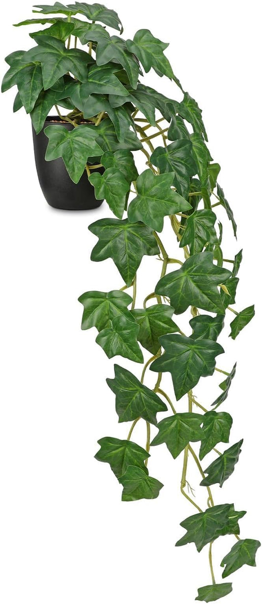 Fake Pothos Ivy Plant with Pot Artificial Green Leaves for Home Shelf Decor Indoor Silk Artificial Realistic Plant Large