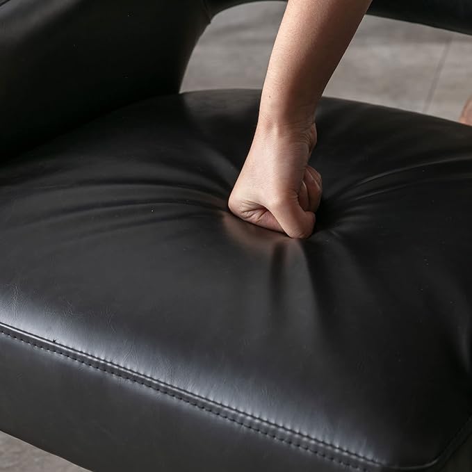 PU Leather Dining Chairs Set of 2 Upholstered Armchair Side Chairs Wood Accent Chair for Living Room/Dining Room/Bedroom/Restaurant, Black