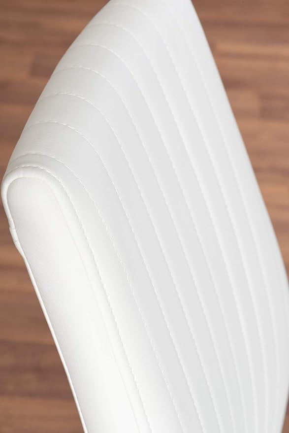 Atlanta White High Gloss and Chrome Metal Rectangle Dining Table and 4 White Lorenzo Dining Chairs Set