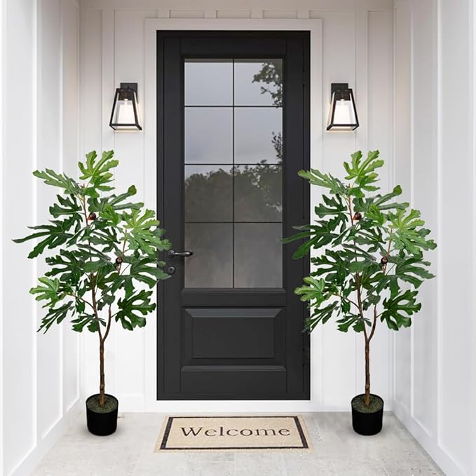 Artificial Sycamore Tree – Faux Indoor Plant for Home & Office Décor, Realistic Green Leaves, 44.9" Potted Fake Tree