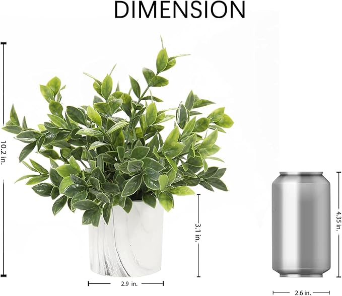 Hollyone Faux Plants Indoor Artificial Mini Potted Plants Plastic Green Plant Small Fake Plants Eucalyptus Decor in Pots for Home Table Room Bathroom Decor