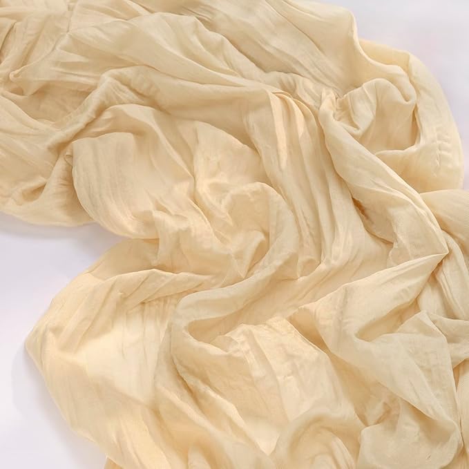 MLMC Champagne Cheesecloth Table Runner 10ft Sand Rustic Fall Gauze Cheese Cloth Table Runner 35x120 Inches for Farmhouse Cozy Holiday Outdoor Events Home Decor
