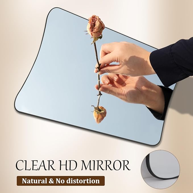 22''x32'' Irregular Wall Mirror, Butterfly-Shaped Irregular Frameless Bathroom Mirror, Curved Artistic Mirrors for Wall, High-Definition Vertical Hanging Decorative Mirror