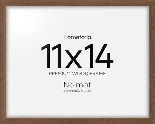 Homeforia 11x14 Diploma Frame Brown Wood, High End Dark Oak 11 x 14 Certificate Frames with Mat 8.5x11, 14x11 Document Matted Frame, Walnut Wooden Graduation Frames, Tempered Glass, Wall Kit, Set of 1