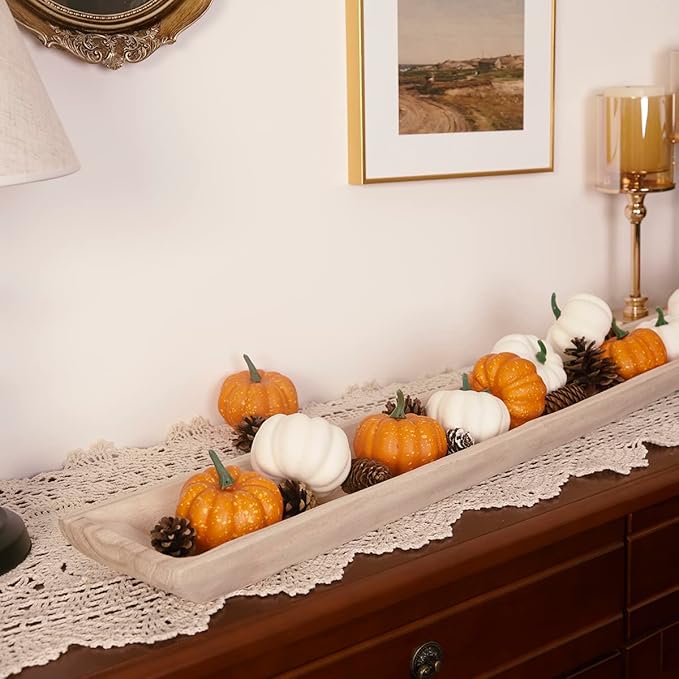 Uziass Wood Dough Bowl, 39.25" Hand Carved Rustic Long Wooden Dough Bowls Farmhouse Decorative Wood Dough Bowl Large Wood Bowls for Dining Table Centerpiece Living Room Home Kitchen Counter Decor