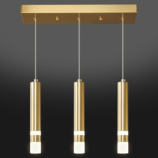 3-Light Dining Room Modern Pendant Light Kitchen Fixture Dimmable LED Gold Mini Pendant Lighting fo Kitchen Island Study Pendant Lights