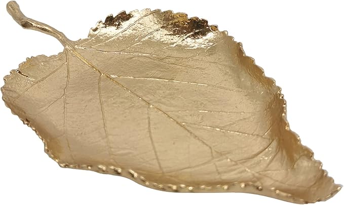 Jewelry Dish, Metal Trinket Dish Leaf Shaped Ring Holder Jewelry Organizer Vanity Dish Tray for Dresser Christmas Birthday Wedding Gifts (Single Mulberry Leaf)