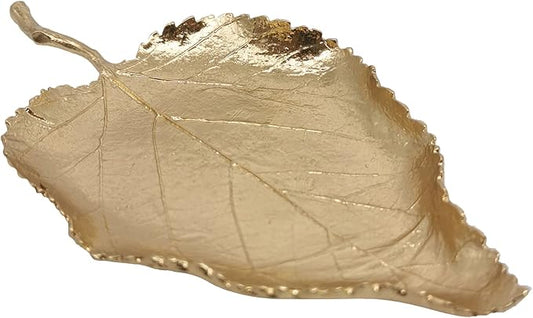 Jewelry Dish, Metal Trinket Dish Leaf Shaped Ring Holder Jewelry Organizer Vanity Dish Tray for Dresser Christmas Birthday Wedding Gifts (Single Mulberry Leaf)