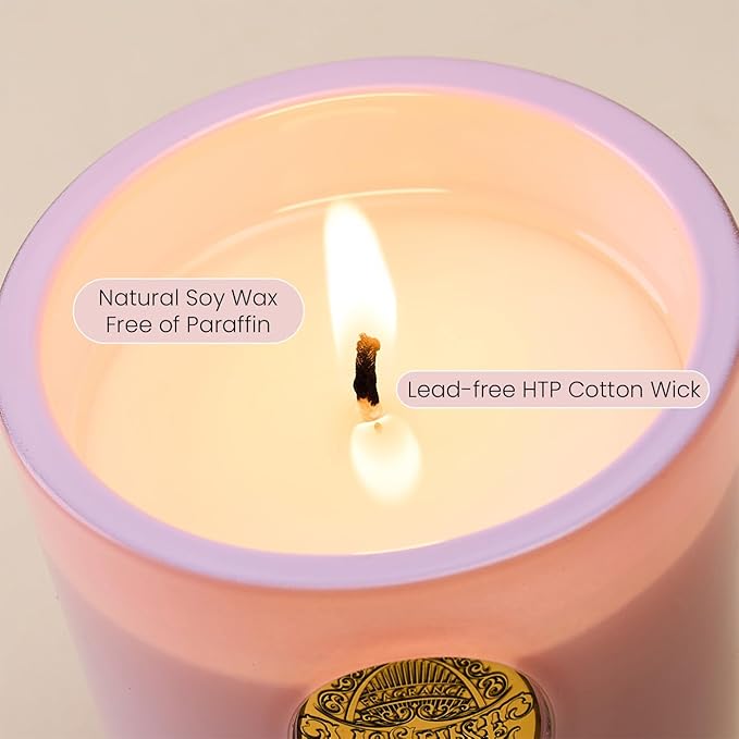 M&SENSE Natural Soy Candle| Coconut Lime Apricot Pink | 10.2 oz, 55H Burn | Luxury Scented Candle for Relaxation, Gifting, Home Décor | for Bedroom, Office, Party