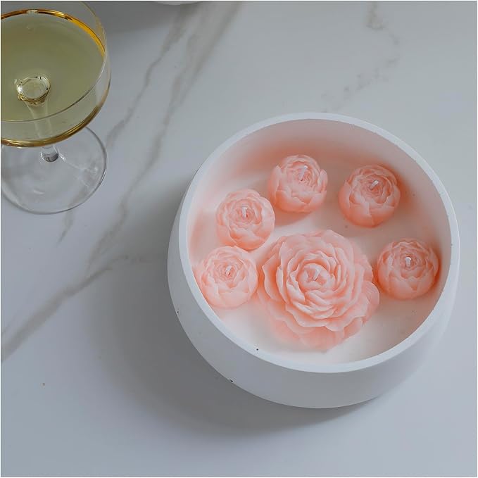 6pc Baby Shower Candle Favors for Guest DIY Floating Candles Party Favors Bulk Scented Tealight Candles Gender Reveal Gifts Return Gifts (Flower-Pink)