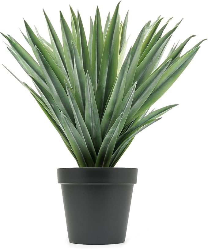 Velener Artificial Agave Plant in Black Pot with Real Stone Pebbles, Large Fake Agave Plants for Indoor and Outdoor-15 inches Tall, 81 Leaves