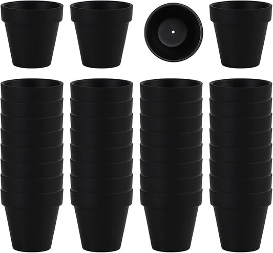 36 PCS Small Mini Black Clay Pots with Drainage Holes, 2.5inch Terra Cotta Pot Clay Ceramic Pottery Planter, Succulent Nursery Pot/Cactus Plant Pot, for Indoor/Outdoor Plants, Crafts, Wedding Favor