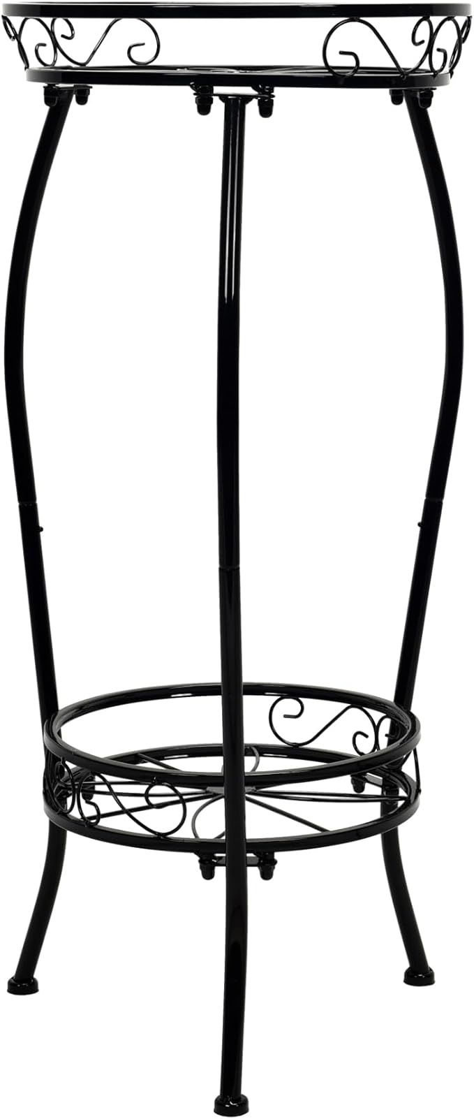 Plant Stand Indoor Outdoor 2 Tier 26.77" Tall Metal Potted Holder Rack Flower Pot Stand Heavy Duty Plant Shelf Rustproof Iron Multiple Plant Round Supports Rack Garden Balcony Patio Plants