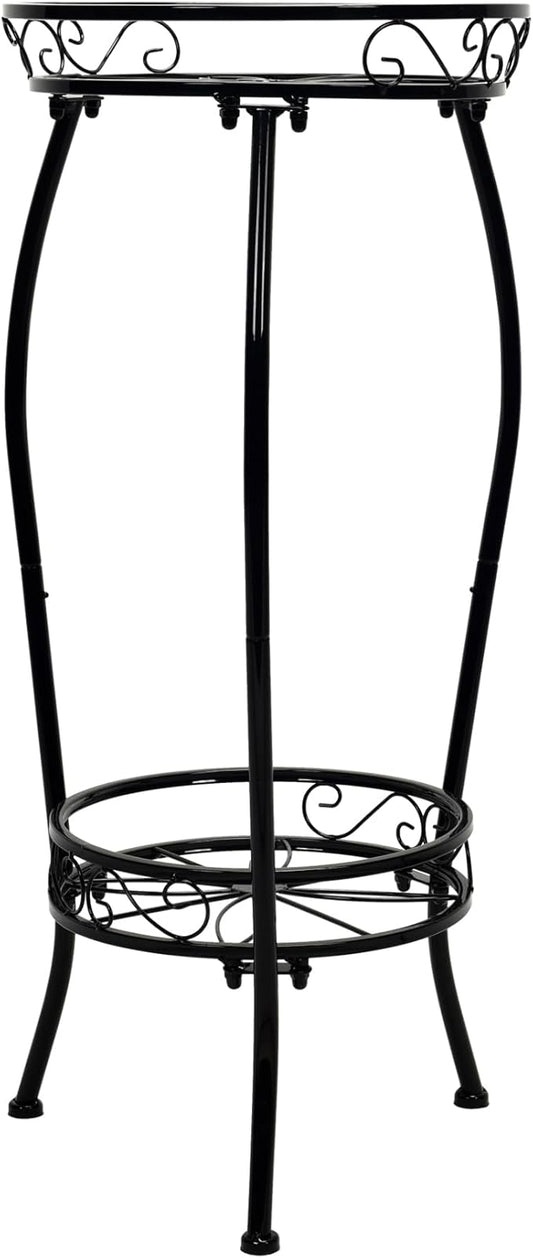 Plant Stand Indoor Outdoor 2 Tier 26.77" Tall Metal Potted Holder Rack Flower Pot Stand Heavy Duty Plant Shelf Rustproof Iron Multiple Plant Round Supports Rack Garden Balcony Patio Plants