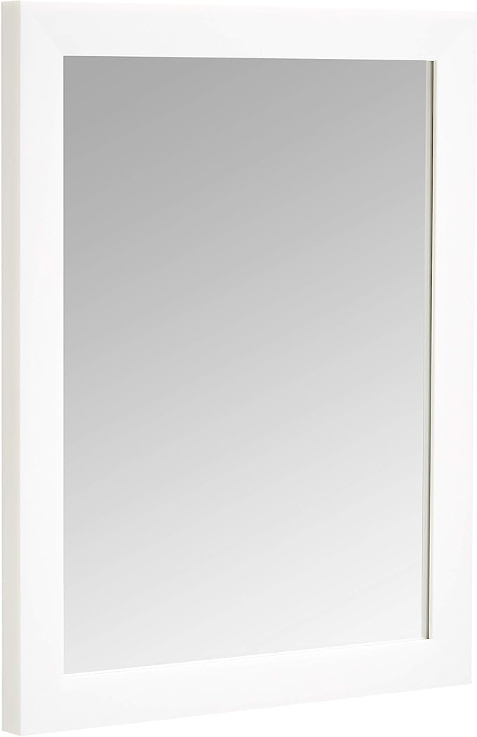 Amazon Basics Rectangular Wall Mount Mirror 16" x 20", Standard Trim, White