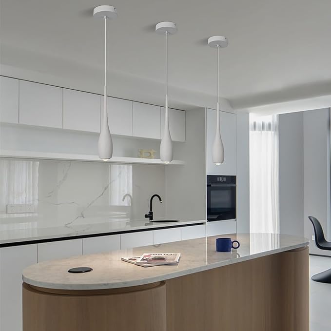 Grey Pendant Light for Kitchen Island, LED Lens Concrete Pendant Light fixtures, Small Modern Industrial Hanging Pendant Light for Over Sink, Bar, Dining Room, Bedside(1-Pack) ﻿