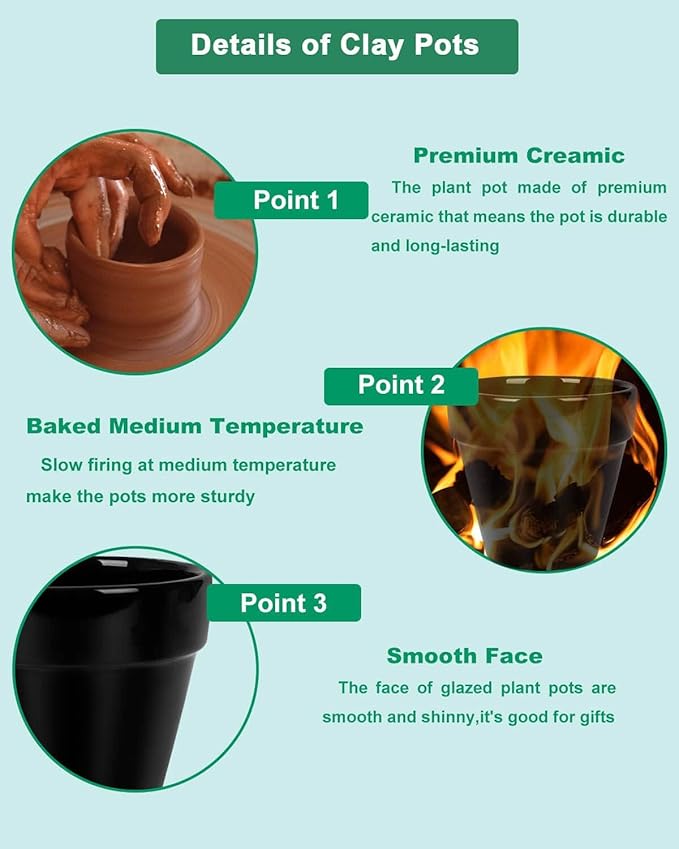 vensovo 48 Pcs 2" Tiny Ceramic Plant Pots with Drainage Hole - Black Small Mini Ceramic Pottery Planter Ideal for Indoor/Outdoor Plants, Crafts, Wedding Favors