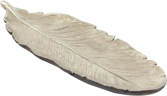 Deco 79 Polystone Bird Feather Decorative Bowl, 26" x 9" x 2", Silver