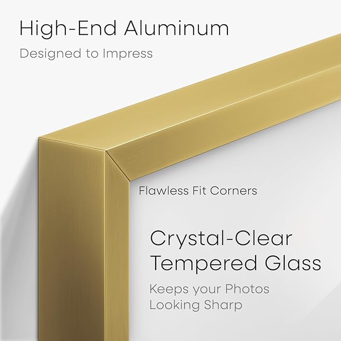 Homeforia 11x14 Diploma Frame Gold, High End Metal 11 x 14 Certificate Frames with Mat 8.5 x 11 inch, 14x11 Document Frame Matted to 8.5x11, Gold Award Degree Frame, Tempered Glass, Wall Kit, Set of 1