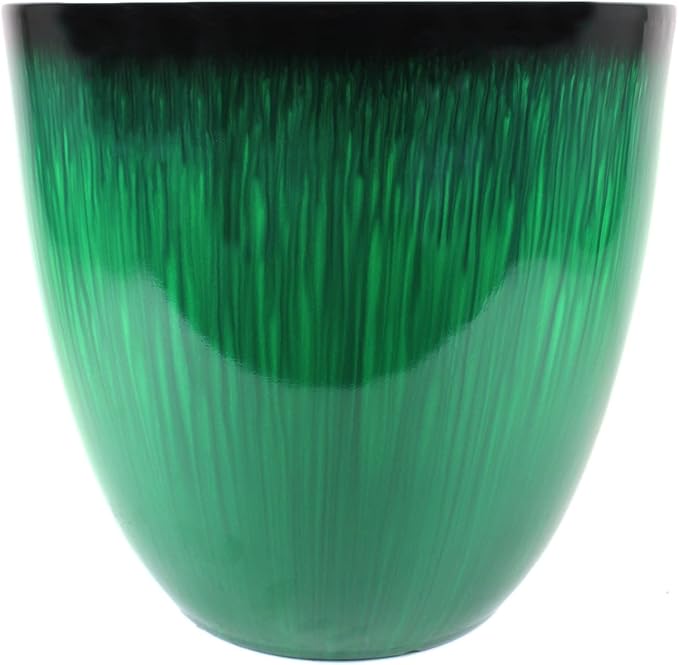 (EPR12-205 Large Egg Shaped Planter - Modern Indoor & Outdoor Decorative Flower Pot/Box (12 Inch, Green Flower)