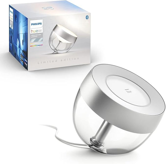 Philips Hue Iris Smart Table Lamp, Silver - White and Color Ambiance LED Color-Changing Light - 1 Pack - Control with Hue App - Compatible with Alexa, Google Assistant, and Apple Homekit
