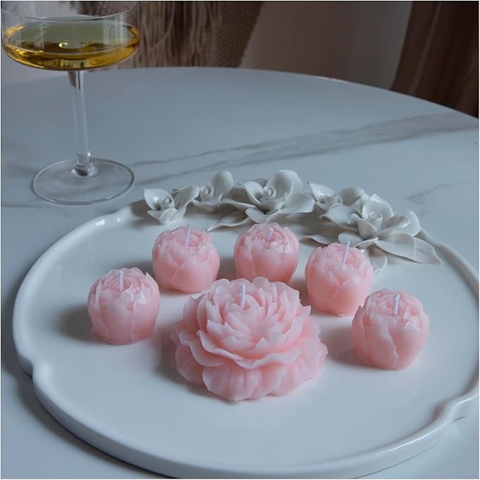 6pc Baby Shower Candle Favors for Guest DIY Floating Candles Party Favors Bulk Scented Tealight Candles Gender Reveal Gifts Return Gifts (Flower-Pink)