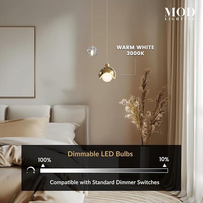 𝗠𝗢𝗗 𝗟𝗜𝗚𝗛𝗧𝗜𝗡𝗚 Diana | Modern Gold Pendant Light Fixtures, Hanging Lights for Kitchen Island, Bedroom Lighting for Tracking, Dimmable LED Bulbs, 1-Pack (Gold & Crystal | 79" | Warm White)