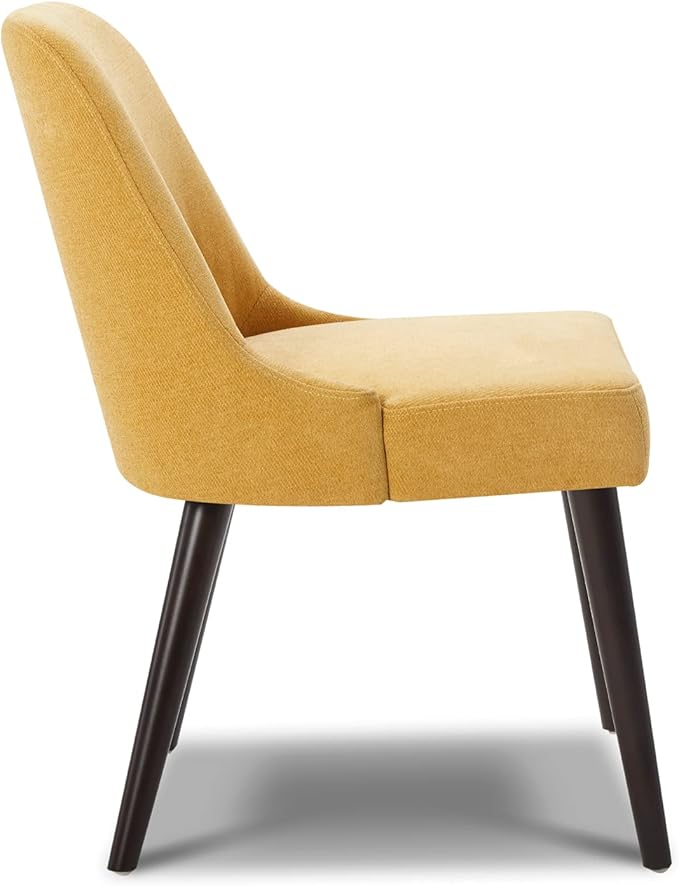 CHITA Mid-Century Modern Dining Chair, Upholstered Fabric Accent Chair, Set of 2,Canary Yellow in Fabric