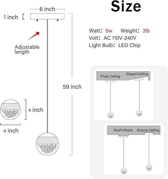 Modern Crystal Chandelier Black Globe Pendant Light Fixture, Mini Globe Ceiling Hanging Light Fixture for Living Room Bedroom Kitchen