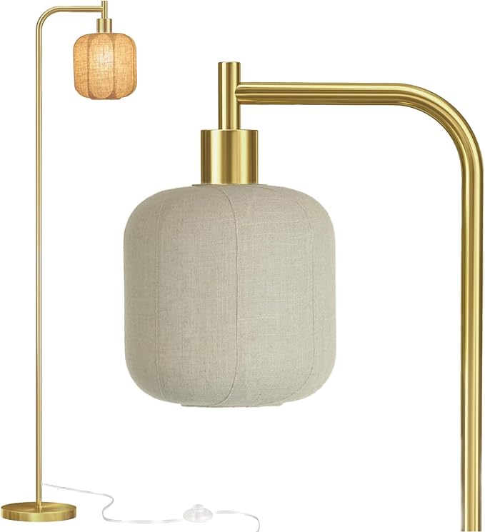 Floor Lights for Living Room,Modern Standing Lamp with Glass Lampshade Pedal Switch, Tall Lamp for Bedroom Study Room(Bulb Included) (Copper)