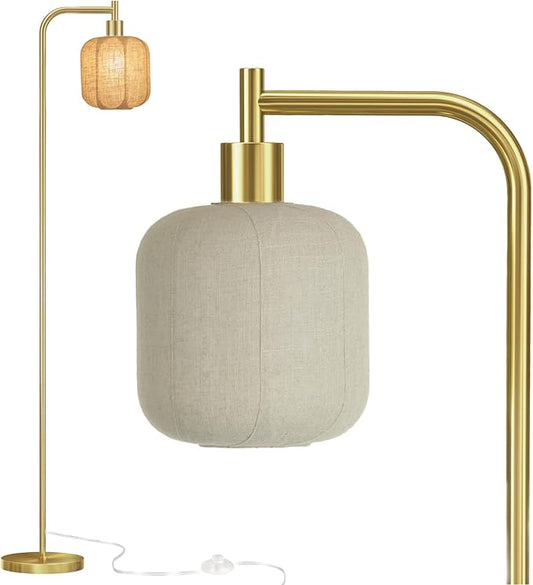 Floor Lights for Living Room,Modern Standing Lamp with Glass Lampshade Pedal Switch, Tall Lamp for Bedroom Study Room(Bulb Included) (Copper)