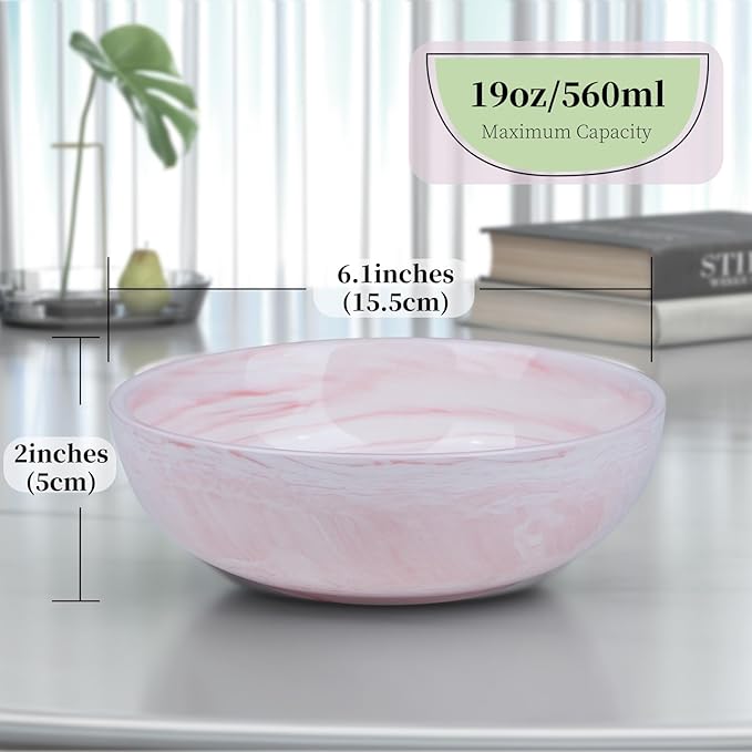 Small Decorative Bowl, Marble-patterned Ceramic Bowl, Modern Home Decor Centerpiece 6.1 Inches Key Bowl for Entry Table, Pink