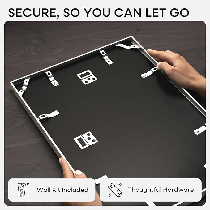 Homeforia Poster Silver Frame 24x36, High End Metal 24 x 36 Large Picture Frame with Mat 20 x 30 Photo, 24x36 Silver Frames Matted to 20x30 Print, 36x24 Thin Frames, Tempered Glass, Wall Kit, Set of 1