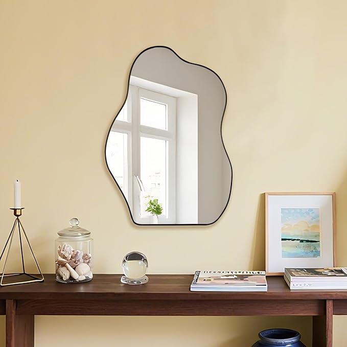 BOMINICA Irregular Wall Mirror - Asymmetrical Frameless Mirror for Bathroom, Living Room, Entryway, Bedroom - 20" x 28"
