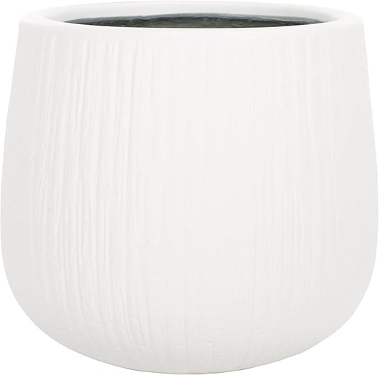 SAFAVIEH Outdoor Collection Francia Modern White Concrete Ficonstone Planter Pot
