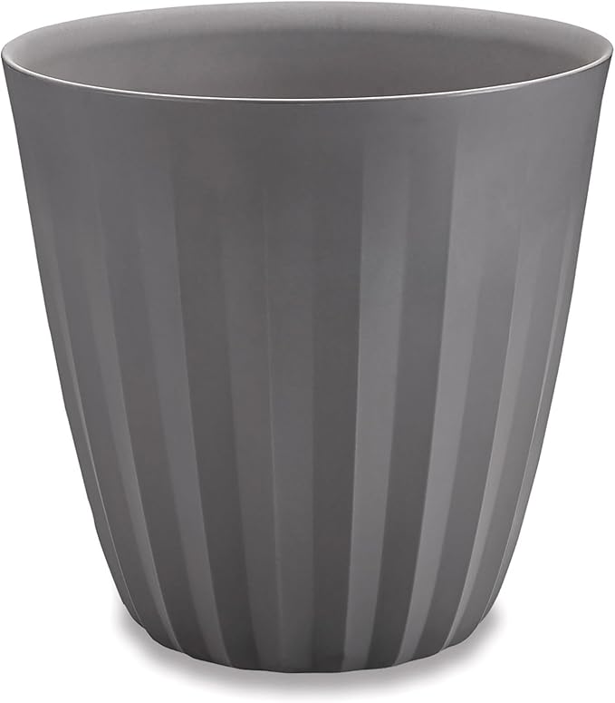 Crescent Garden Pleat Planter, Large Outdoor/Indoor Pot, 19-Inch (Slate)