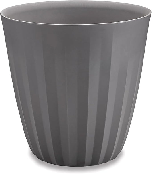 Crescent Garden Pleat Planter, Large Outdoor/Indoor Pot, 19-Inch (Slate)