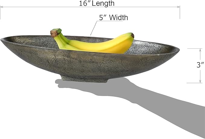 Red Co. 16” Long Oval Decorative Aluminum Metal Pedestal Centerpiece Bowl in Silver Finish