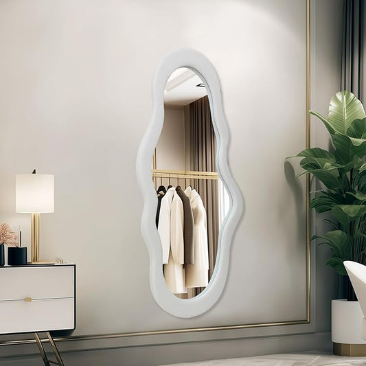 BST FURNH Small Cloud Mirror Unique 44X21 Inch Full Length Wall Mounted Mirror Tall Mirror Full Body Floor Length Mirror Dressing Body Mirror Frameless Mirror for Bedroom Bathroom Living Room