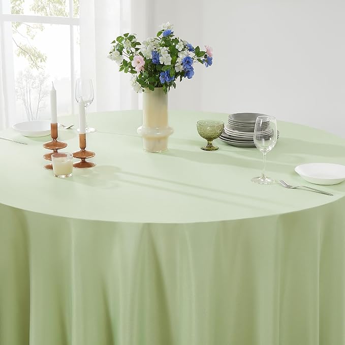 Round Tablecloth 120 Inch 6 Pack Sage Green Tablecloths Washable Decorative Linen Polyester Table Clothes Cover for Dining Table Banquets Buffet Parties and Wedding